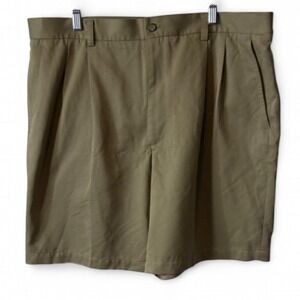 Vintage 90s Claiborne Khaki Olive Pleated Chino‎ Shorts, Men's Size 40